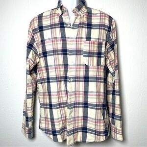 J. Crew Indian Madras Slim Cut Button Down Size M 100% Cotton